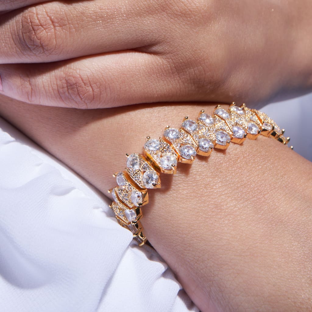 Gold Finish Zircon Handcrafted Bracelet