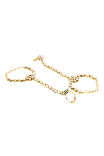 Floral Kundan Hathphool Set of 2 