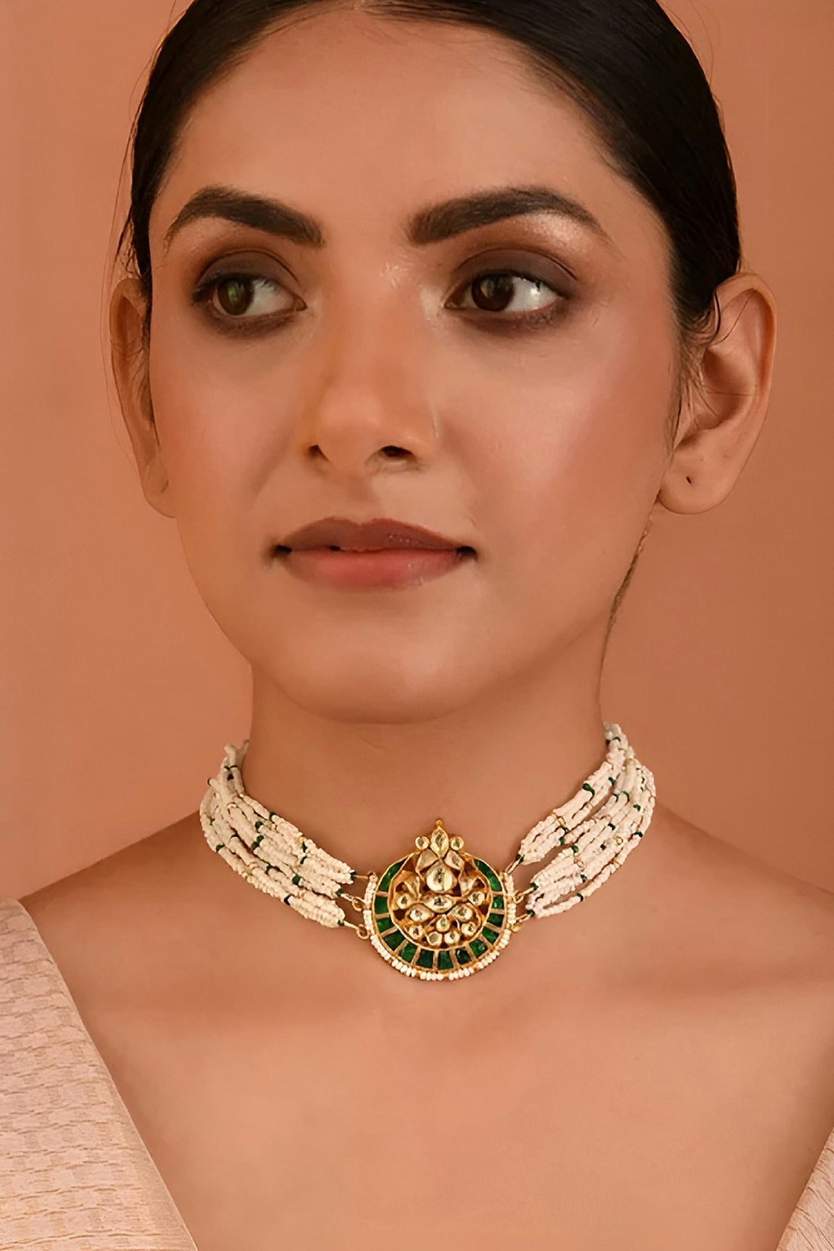 Gold Finish Kundan Choker Necklace