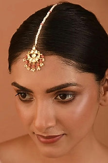 Gold Finish Beaded Maang Tikka
