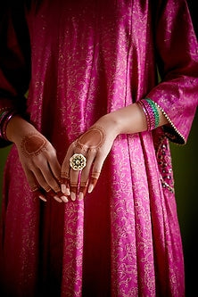 Gold Finish Kundan Polki Ring