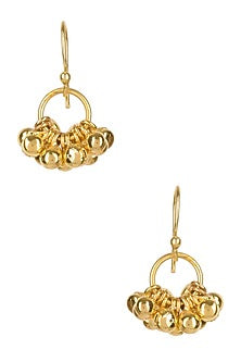 Gold Plated Ghungroo Drop Fish Hook Earrings
