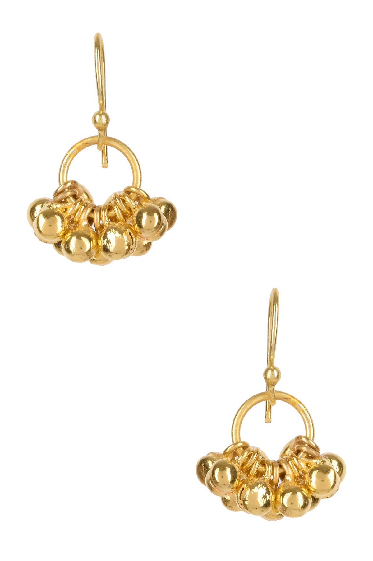 Gold Plated Ghungroo Drop Fish Hook Earrings