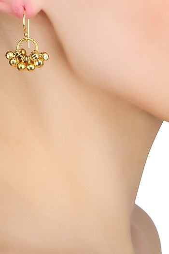 Gold Plated Ghungroo Drop Fish Hook Earrings