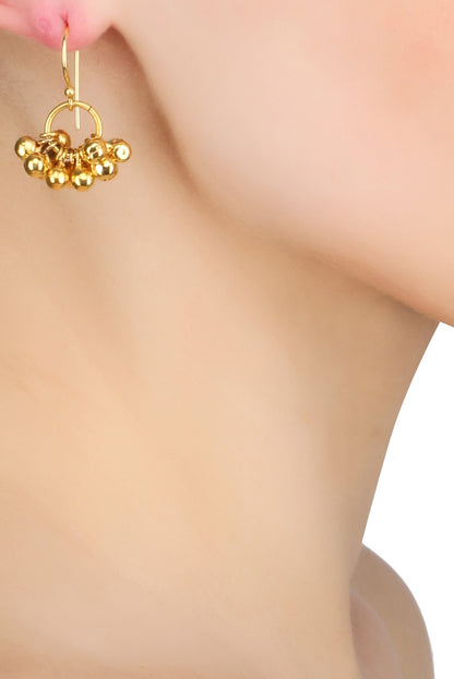 Gold Plated Ghungroo Drop Fish Hook Earrings