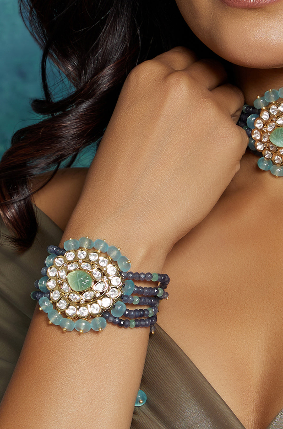 Multi Colour Kundan Polki Bracelet