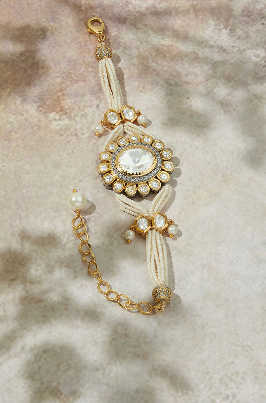 Polki Bracelet With Pearls