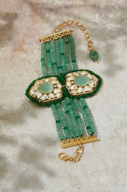 Multi Shaded Green Polki Bracelet