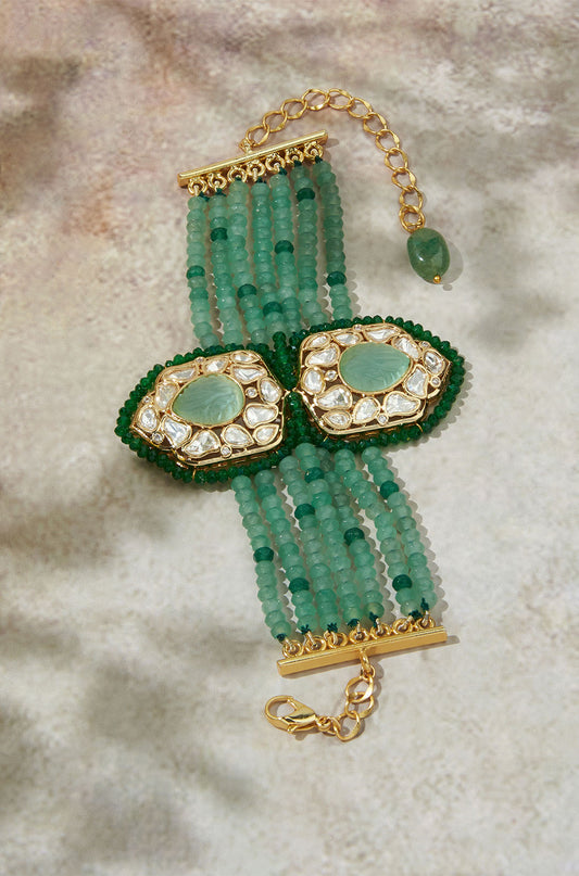 Multi Shaded Green Polki Bracelet