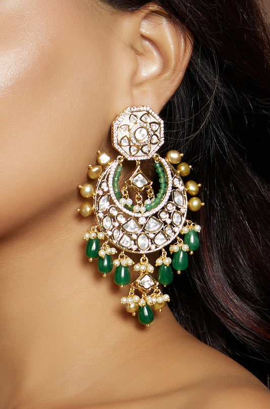 Antique Kundan Polki Chandelier Earrings