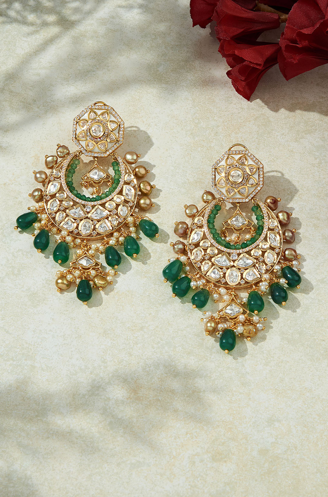 Antique Kundan Polki Chandelier Earrings