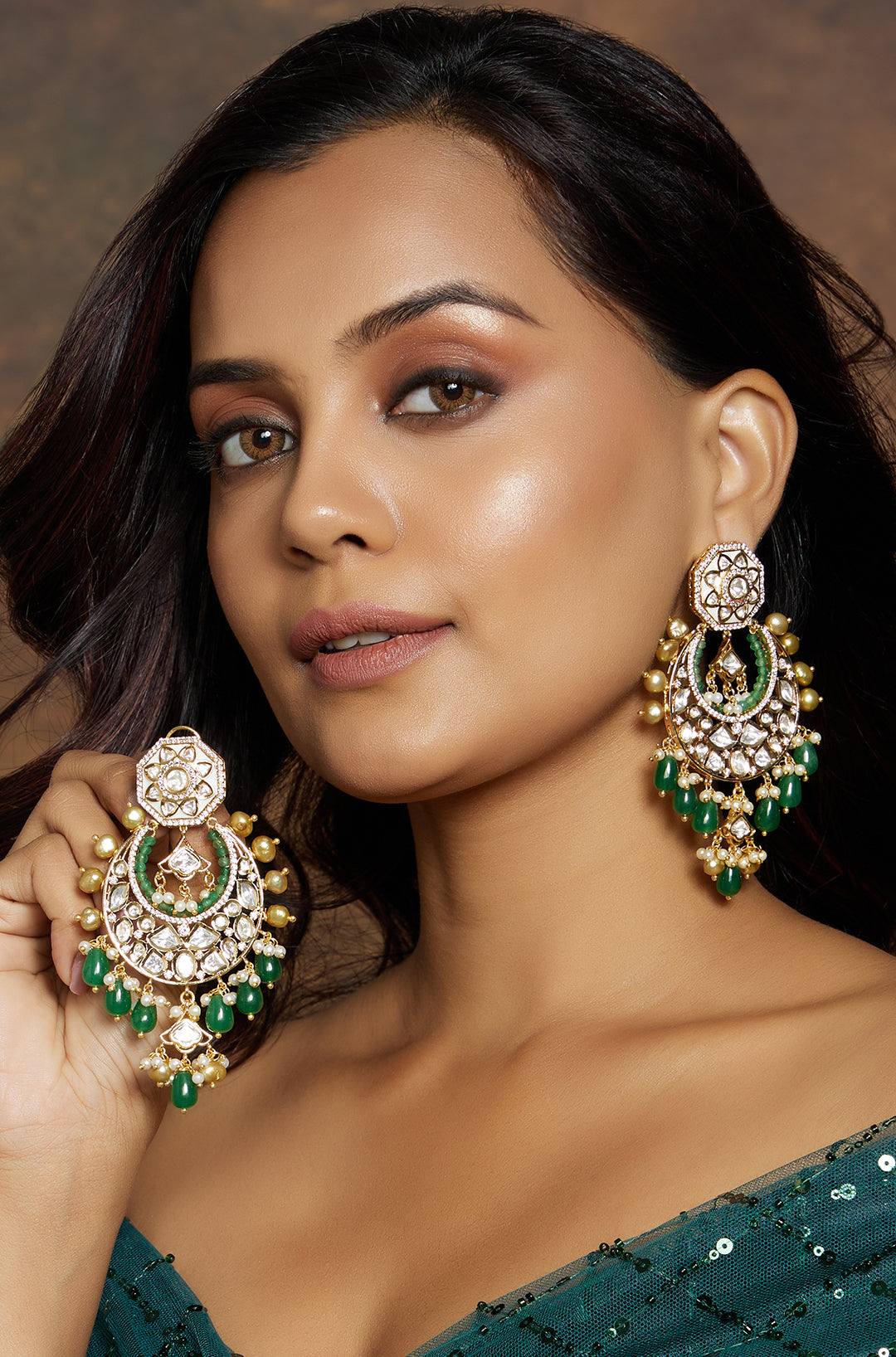 Antique Kundan Polki Chandelier Earrings