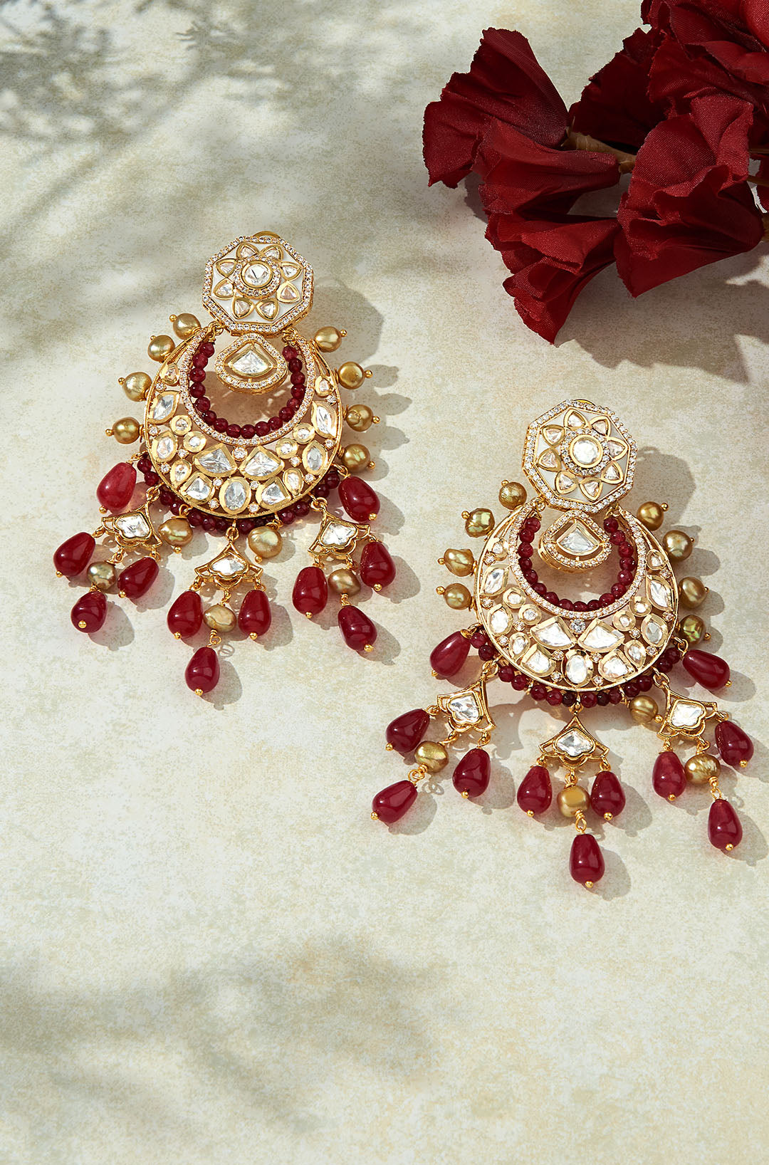 Deep Red & Golden Classic Earring