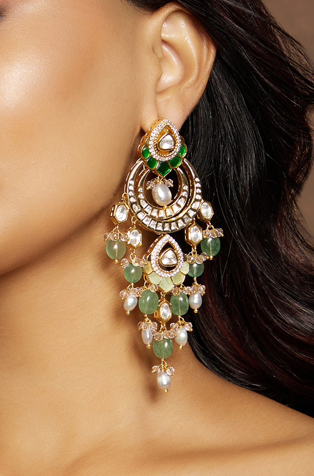 Classic Gold & Green Chandelier Earring