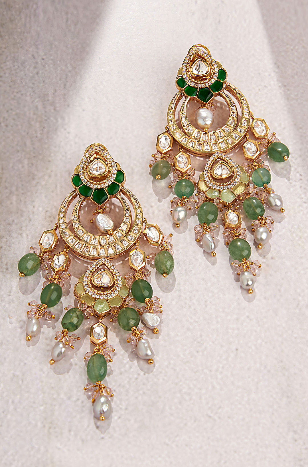 Classic Gold & Green Chandelier Earring