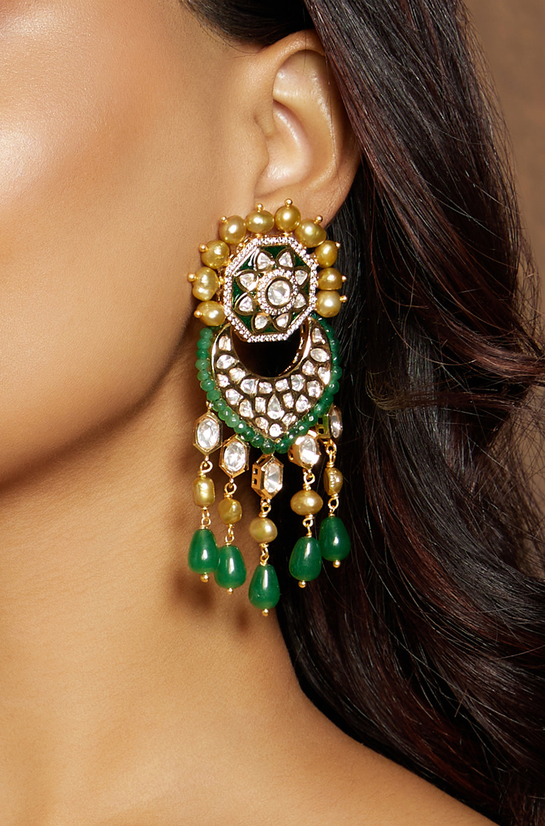 Classic Golden & Green Earring