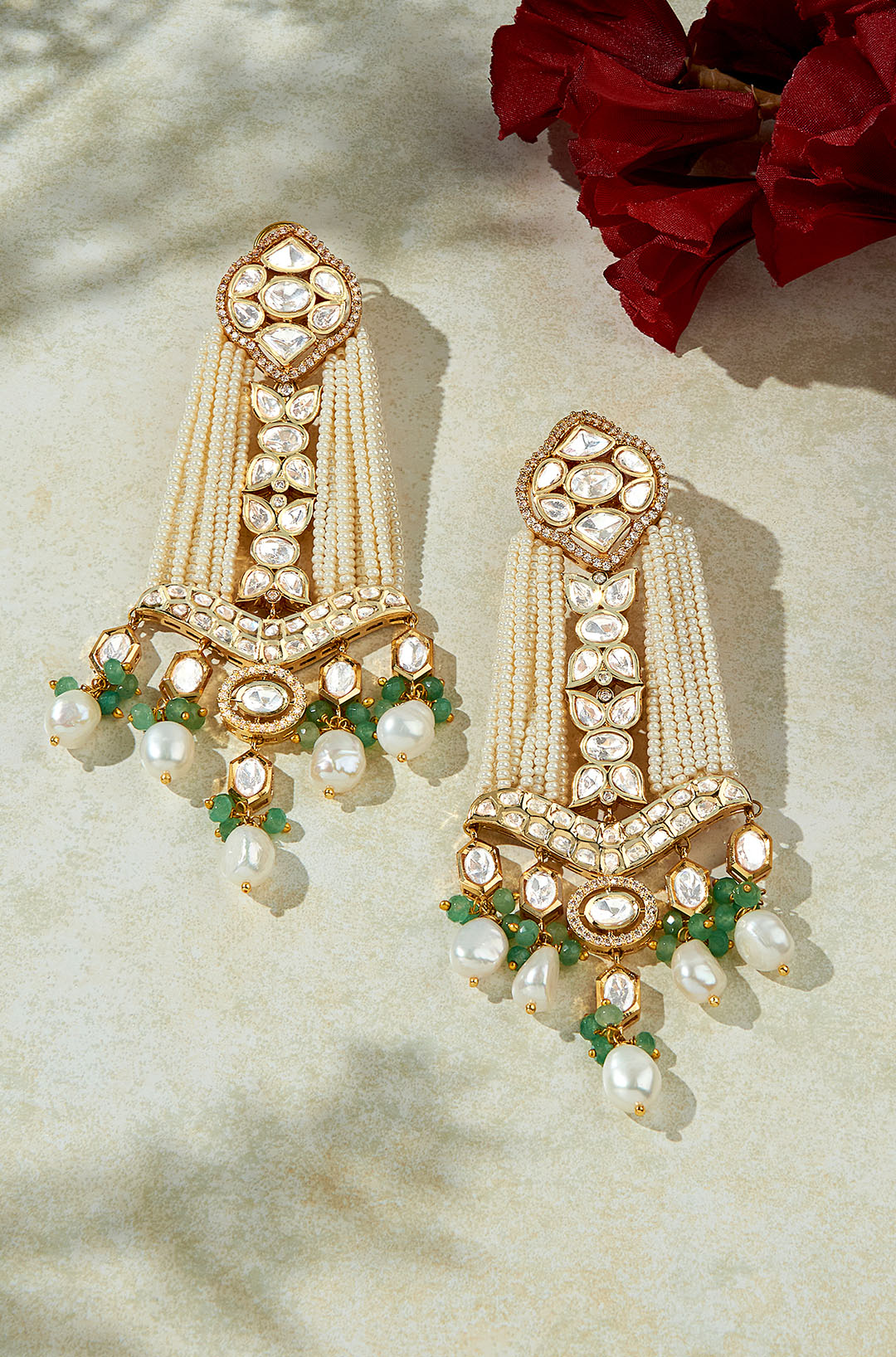 Bespoke White & Golden Chandelier Earring