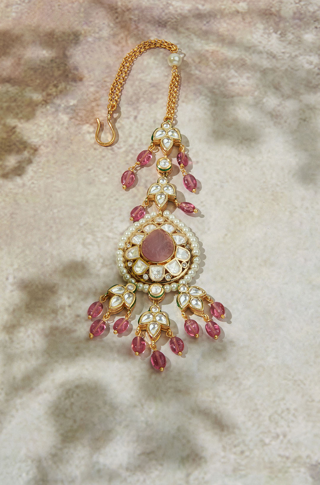 Radiant Pink & White Maang Tikka