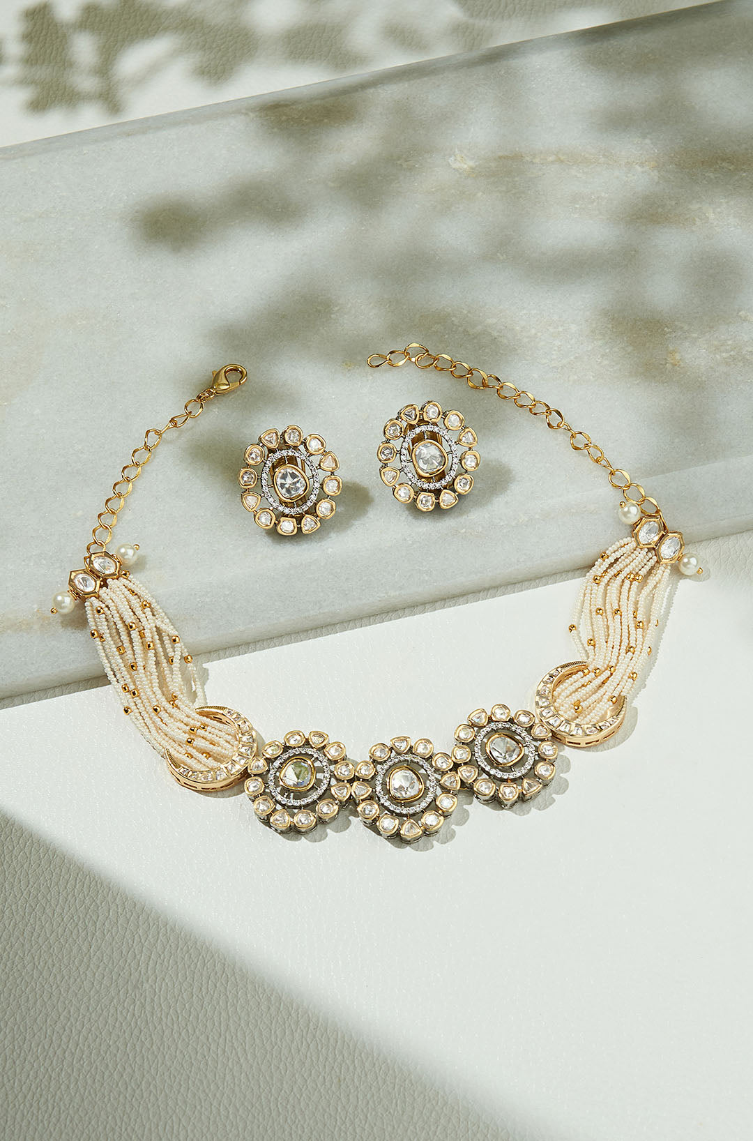 Antique Polki & Pearl Necklace Set