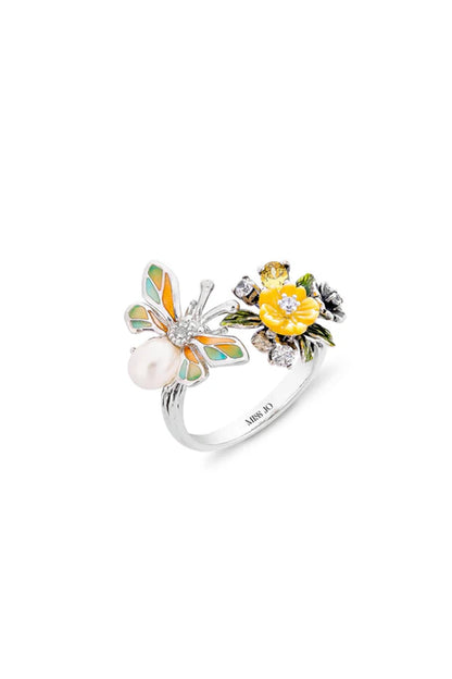 Gold Finish Ring In Sterling Silver