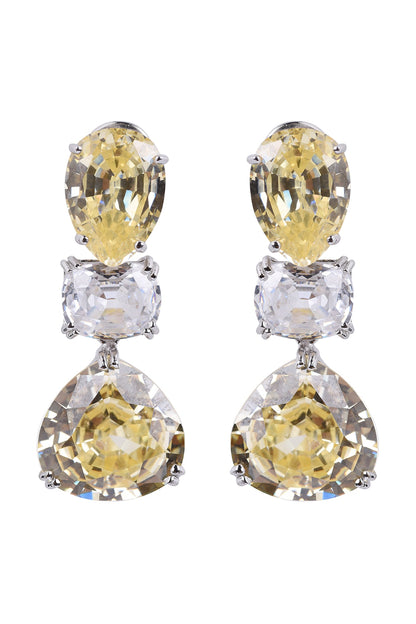 White Finish Earrings With Semi Precious Stones