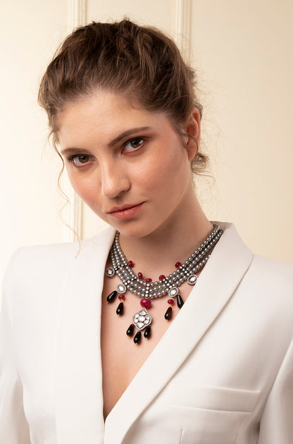 Beaded Grey Pearl Necklace