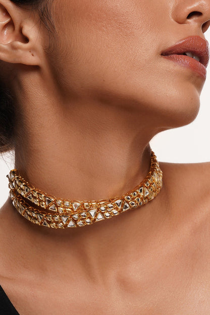 Gold Plated Mirror Choker Necklace