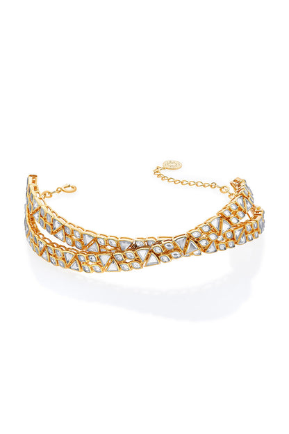 Gold Plated Mirror Choker Necklace