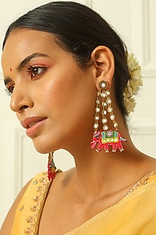 Multi-Colored Resham Threaded Dangler Earrings