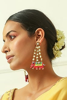 Multi-Colored Resham Threaded Dangler Earrings