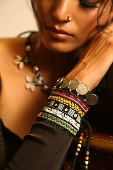 Black Cuff With Multi-Colored Mirrors