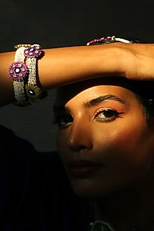 Purple Bangles With Mirrors (Set of 2)