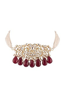 Gold Plated Polki Choker Necklace