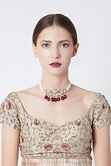 Gold Plated Polki Choker Necklace