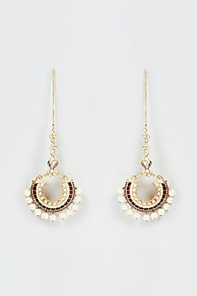 Gold Finish Kundan Polki & Red Enamelled Maang Tikka