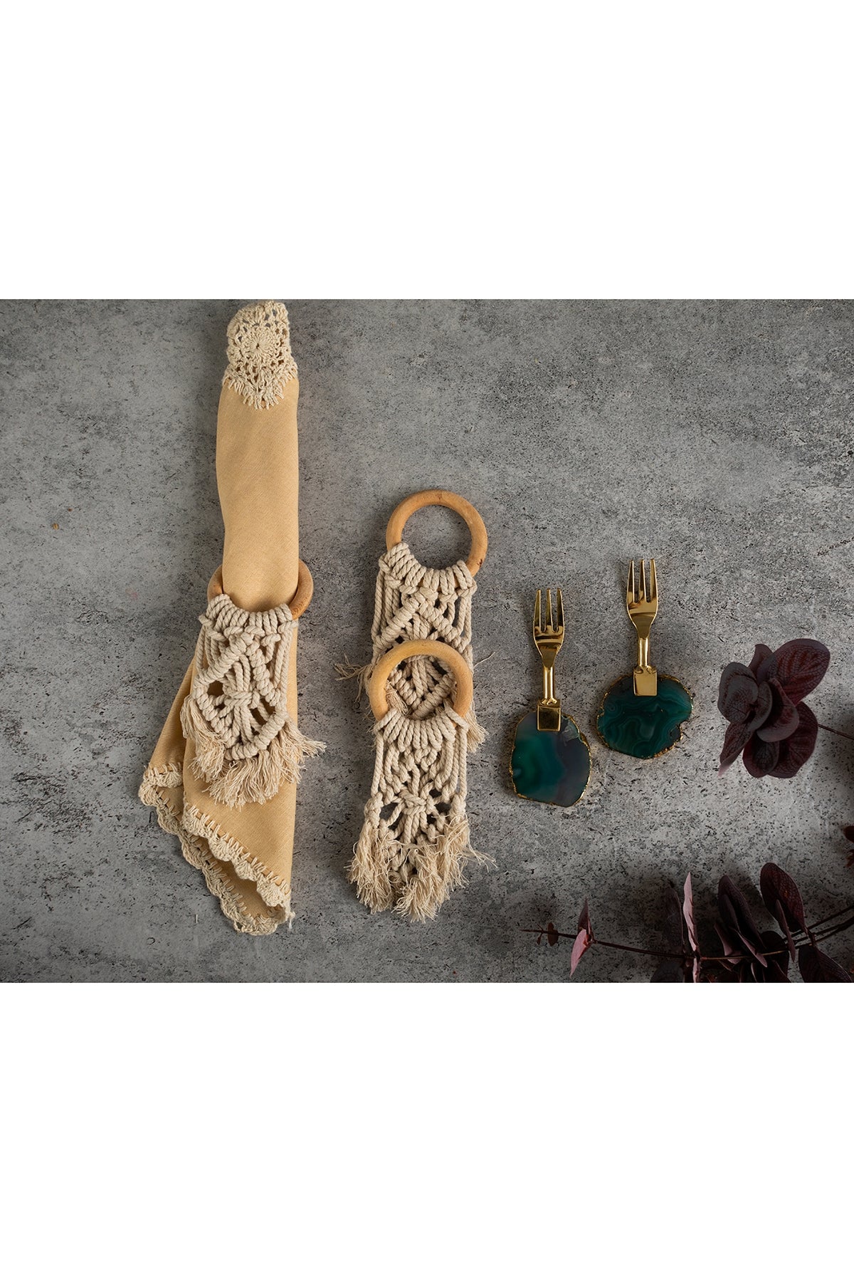 White Macrame Napkin Rings (Set of 6)