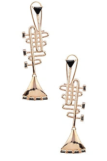 Rose Gold Finish Trumpet Motif Earrings