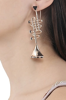 Rose Gold Finish Trumpet Motif Earrings