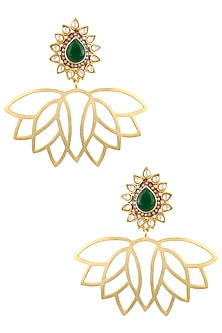 Gold Finish Lotus Drop Earrings