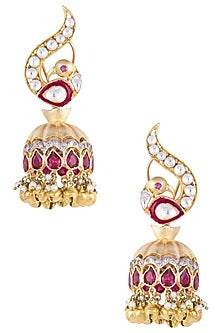 Gold Plated Peacock Motif Jhumki Earrings