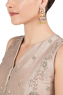 Gold Plated Peacock Motif Jhumki Earrings
