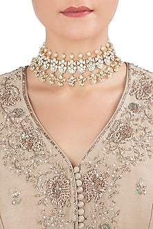 Gold Plated Pearls and Kundan Choker Necklace