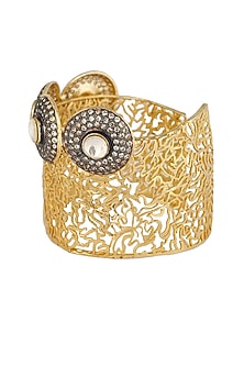 Gold Plated Kundan Latticework Cuff