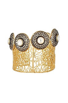 Gold Plated Kundan Latticework Cuff