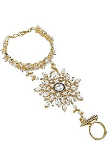 Gold Finish Baguettes and Kundan Hath Phool