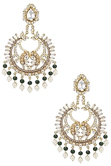 Gold Finish Kundan Baguettes Chandbali Earrings