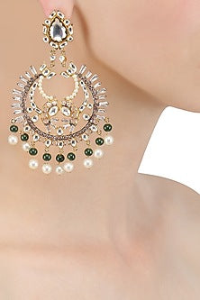 Gold Finish Kundan Baguettes Chandbali Earrings