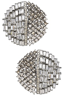 Silver Finish Baguettes and Champagne Stones Studs