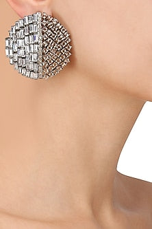 Silver Finish Baguettes and Champagne Stones Studs