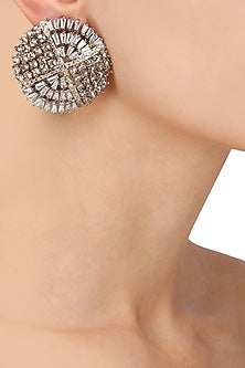 Antique Silver Finish Baguettes and Champagne Stones Studs